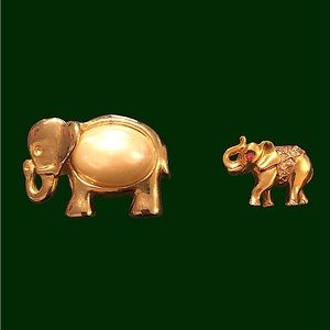 Mother and Baby Elephant Brooch Set